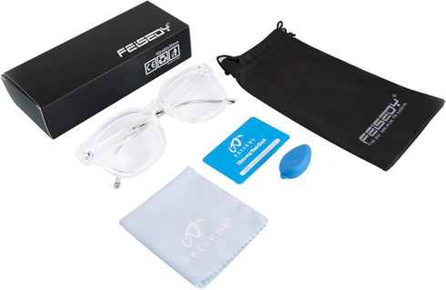 FEISEDY Classic Reading Glasses Square Blue Light Blocking Women Men Reader Glasses B2648...