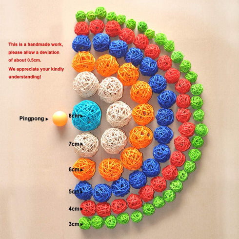 Set of 6 Wicker Rattan Balls Table Wedding Party Christmas Decoration (Diameter 3.2 Inch, Rose Red)...