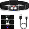 1000 Lumen Headlamp Rechargeable IPX4 Waterproof Hard Hat Headlight Forehead Flashlight for Adults Kids, Waterproof Headlight Camping Gear for Fis...