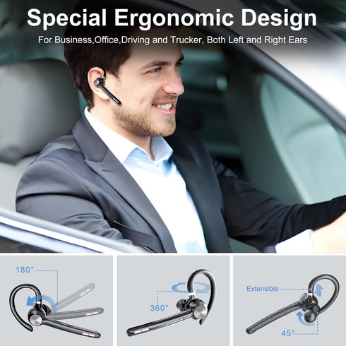 Bluetooth Headset, Wireless Bluetooth Earpiece With 400mAh Charging Case,150 Hours Talktime Hands Free Noise Canceling Headphones for iOS Android ...
