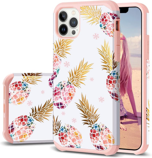 Fingic for iPhone 11 Pro Max Case,Pineapple Design Hybrid Hard PC Soft Silicone TPU Slim Dual Layer Protection Glitter Bumper Shockproof Protectiv...