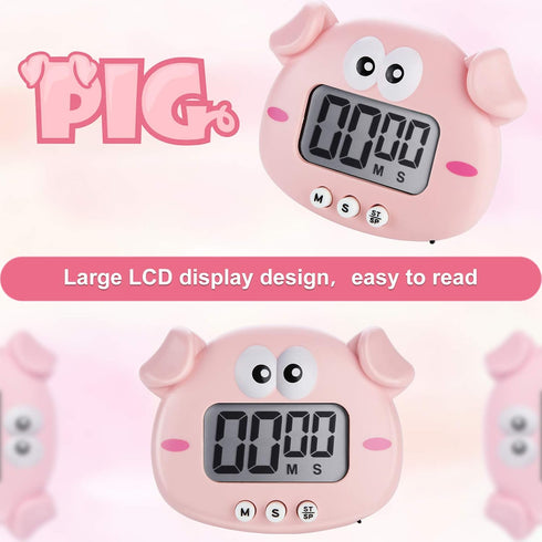 Weewooday 2 Pieces Cute Cartoon Animal Small Digital Kitchen Timers Countdown Classroom Timers with Magnetic Backs and On/Off Switches Decorative ...