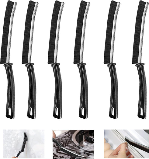 6-Piece Hard Bristle Crevice Cleaning Brush, Multifunctional Gap Cleaning Brush Tool for Small Spaces Cleaning, Thin Crevice Cleaning Brush Suitab...