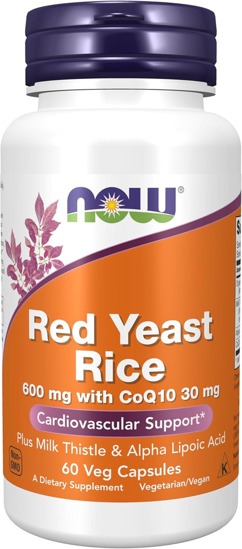 NOW Supplements, Red Yeast Rice with CoQ10, plus Milk Thistle & Alpha Lipoic Acid, 60 Veg Capsules...