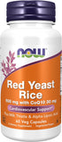 NOW Supplements, Red Yeast Rice with CoQ10, plus Milk Thistle & Alpha Lipoic Acid, 60 Veg Capsules...