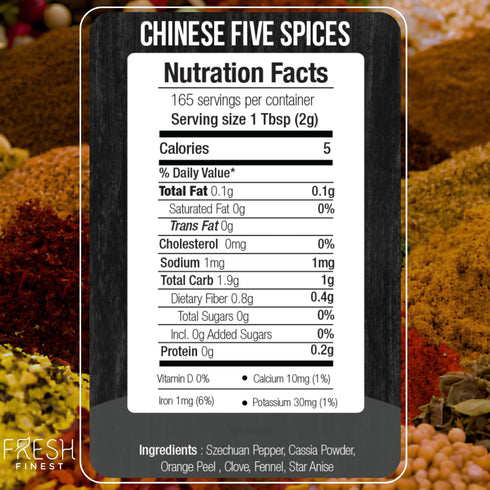 Fresh Finest Chinese Five Spice Powder - 11.6oz (330G) - Authentic Blend for Culinary Delight, Packed in Premium Container...