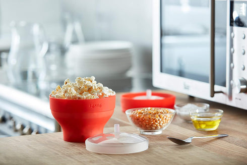 Lékué Mini Microwave Popcorn Maker, Set of 2, Red...