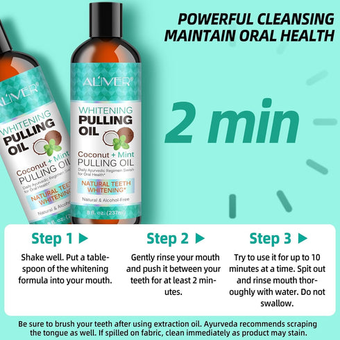Coconut Oil Pulling with Peppermint Oil-Mouthwash for Oral Care-Helps with Fresh Breath, Organic Essential Oils Mouthwash with Tongue Scraper,Trea...