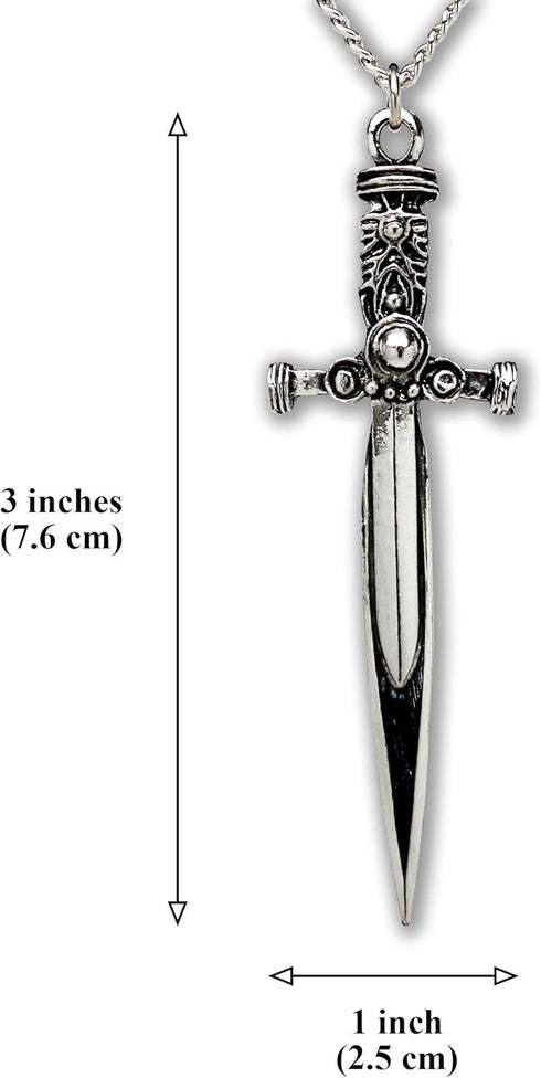Sword with Engraved Handle Medieval Rennaissance Pendant Necklace...