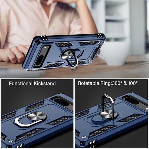 IKAZZ Suitable for Google Pixel 7 Case,Military Grade Shockproof Heavy Duty Protective Phone Case Pass 16ft Drop Test with Magnetic Kickstand Car ...