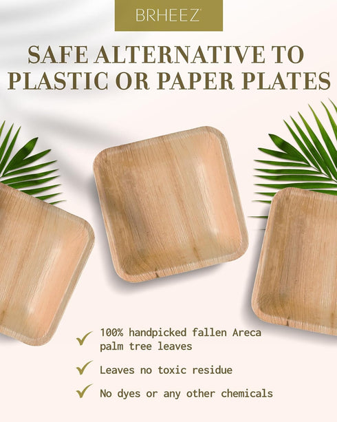 brheez Bamboo Bowls Made From Palm Leaf - 10 Party Bowls - 4 Inch Eco Friendly Compostable & Biodegradable-Disposable Bowls Heavy Duty and More En...
