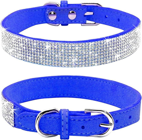 Cute Dog Collar with Bling Rhinestone, Fancy Crystal Diamond Glitter Pretty Jewel Soft Cat Collars for Small Medium Large Breed Dogs Girl Female P...