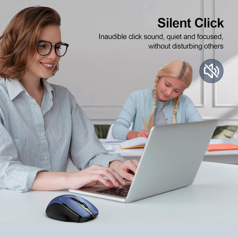 TECKNET Wireless Mouse (BT5.0/3.0 & 2.4G) Rechargeable 4800 DPI Silent Mouse 8 Buttons Bluetooth Mouse, USB A Mouse Wide Compatibility - Blue...