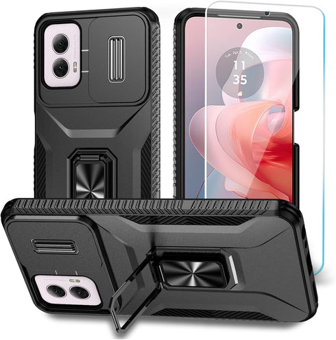 SunStory for Motorola Moto G Power 5G 2024 Case with HD Screen Protector & Slide Camera Cover & Kickstand, Moto G Power 5G 2024 Phone Case [Milita...