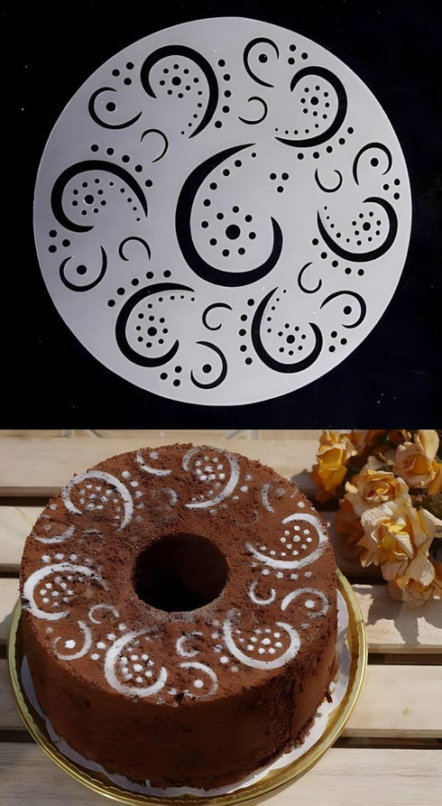 4-Piece Variety Cake Stencil Template,Birthday Heart Flower Spirals Decorating Mold Tool...