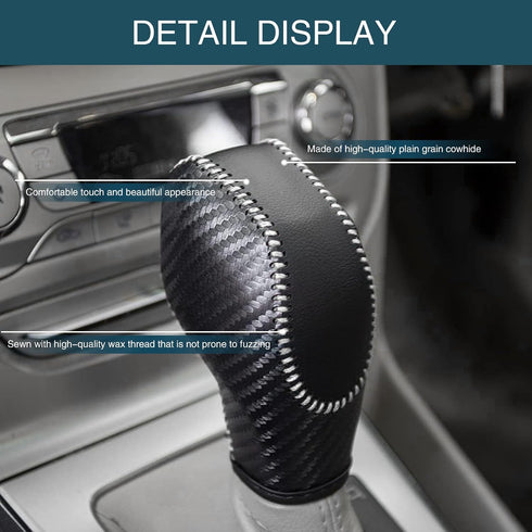 1 PC Car Leather Gear Shift Knob Cover, Automatic Transmission Car Boots Shifter Lever Knob Trim, Compatible with Ford Maverick Esports Mondeo Car...