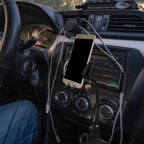 Veemoon Portable Electronic Device Mount for 3-6.5 inch Phones, Dual USB Car Charger Lighter Phone Holder...