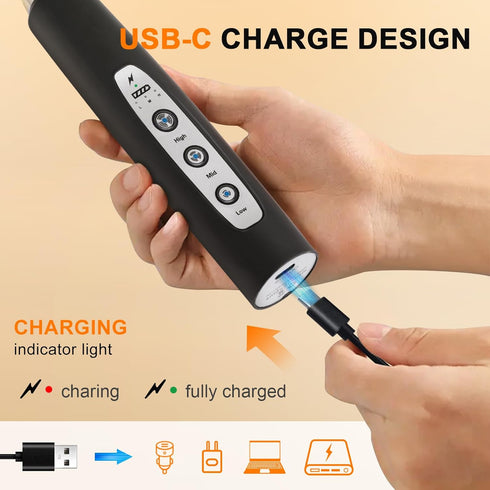 YUSWKO Black Handheld Milk Frother Wand with Stand for Coffee, Rechargeable Electric Whisk with 3 Heads 3 Speeds Drink Mixer Coffee Frother For La...