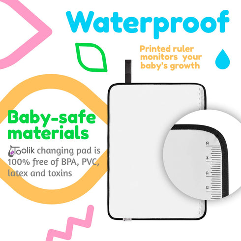 Toolik Baby Diaper Changing Pad, Extra Large (27.5 x 19.7 inch) Waterproof Mat for Stroller Walks or Diaper Bag, Fits Newborn and Toddler for Quic...