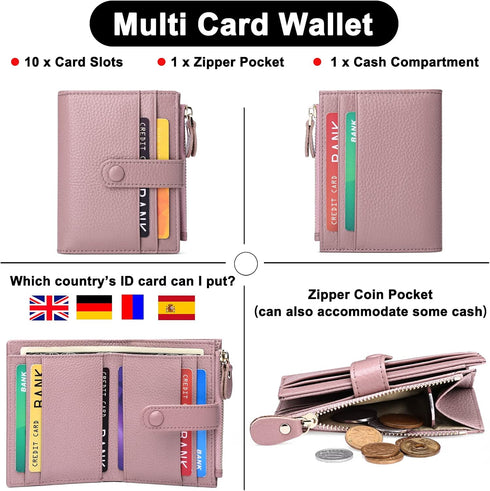 FALAN MULE Small Wallets for Women RFID Blocking Slim Bifold Leather Womens Wallet with Zipper Coin Purse...