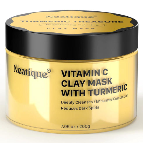 Neatique Vitamin C Clay Mask - Turmeric Skin Treatment, deep purification & detox - evens skin tone, post-acne radiance, polishes complexion, mini...