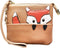 Fox Pattern Leather Coin Purse Keychain Change Pouch Wallet with Zippered(brown)...