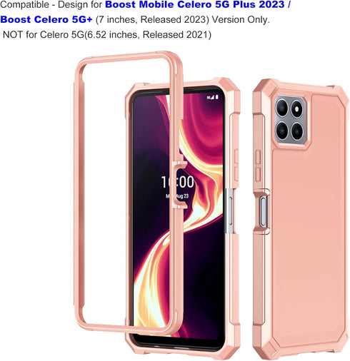 Ailiber for Celero 5G Plus Phone Case, Boost Celero 5G+ Case with Screen Protector, 2 Layer Structure Protection, Shockproof Corner TPU Bumper, Sl...
