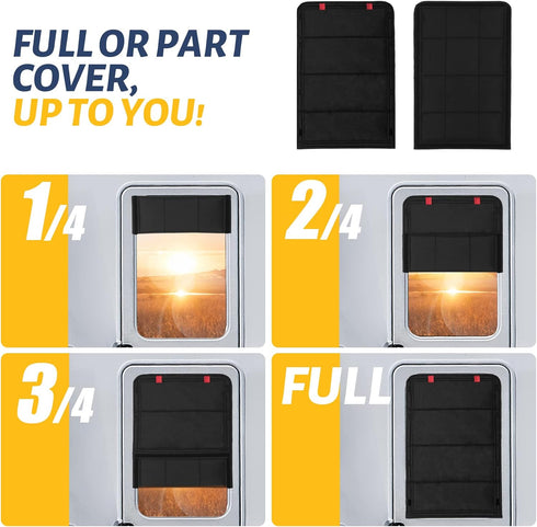 RV Door Window Shade, Foldable Hook and Loop Fastener RV Blackout Window Cover, UV Rays Protection Camper Trailer Door Window Cover, Waterproof Th...