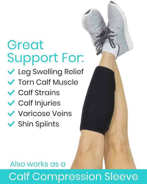 Vive Calf Brace - Adjustable Shin Splint Support - Lower Leg Compression Wrap Increases Circulation, Reduces Muscle Swelling - Calf Sleeve for Men...