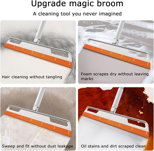 Multifunction Magic Broom, Household Silicone Wiper Floor Squeegee Non-Stick Hair Sweeping Tool 4 in 1 Adjustable Floor Scraping Sweeper for Bathr...