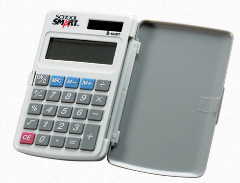 School Smart 8-Digit LCD Dual Power Pocket Calculator, 2-7/8 x 3/8 x 4-5/8 Inches...