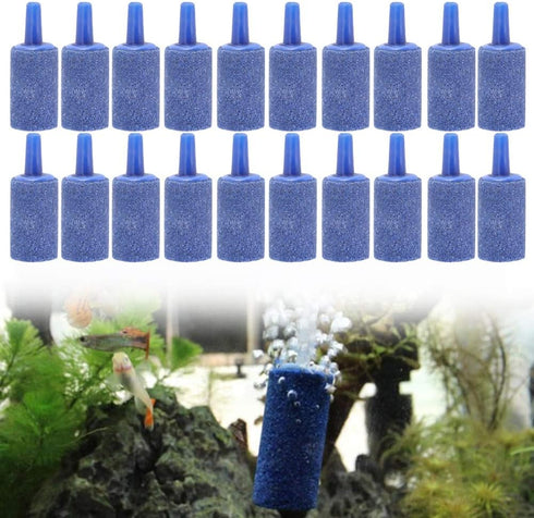 20PCS Blue Sandstone Cylinder Shape Aquarium Aeration Bubble Stone Set Air Stone Kit Fish Oxygen Pump Bubble Stones Airstones Diffuser...