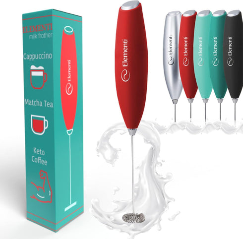 Elementi Milk Frother Handheld - Wisking Tool Electric - Hand Frother for Coffee - Electric Stirrer & Mini Mixer - Drink Mixer Handheld Milk Froth...