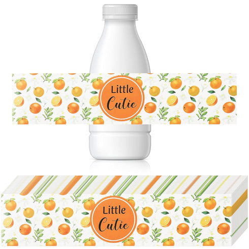 48 Pieces Baby Shower Water Bottle Labels Oranges little cutie baby shower decorations Bottle Stickers Waterproof Oranges Wrappers for Unisex Favo...