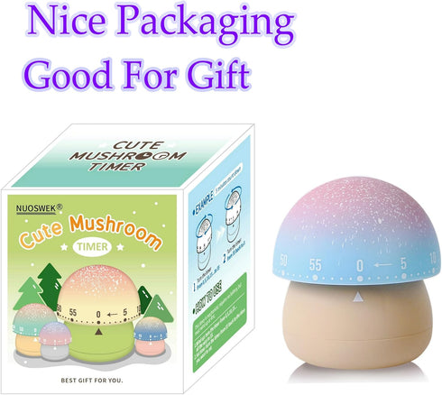 Mechanical Kitchen Timer, Cute Mushroom Timer for Kids, Wind Up 60 Minutes Manual Countdown Timer for Classroom, Home, Study and Cooking (Beige Ba...
