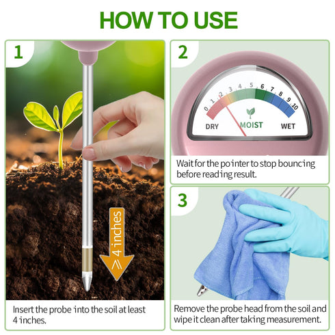 Soil Moisture Meter, Naiades Rose Gold Plant Hygrometer Sensor Water Monitor for Farming Gardening Indoor Outdoor Plants (No Batteries Needed)...