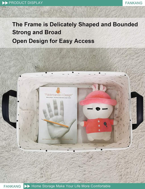 FANKANG Storage Basket,Nursery Hamper Canvas Laundry Basket Foldable with Waterproof PE Coating Storage, Office, Bedroom, Clothes,Toys (Rec-Star)...