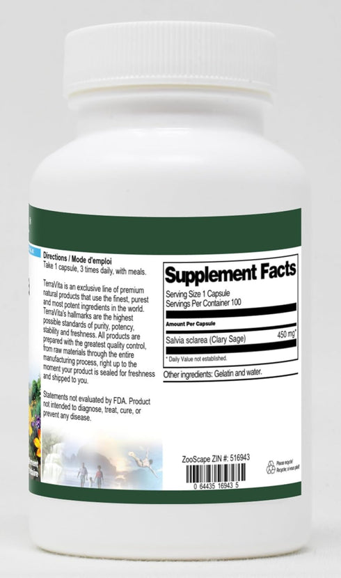 Salvia sclarea (Clary Sage) - 450 mg (100 Capsules, ZIN: 516943)...