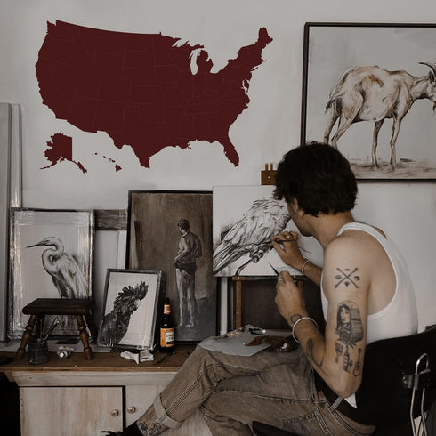 FINGERINSPIRE 4 Pcs USA 45 States Stencil 11.8x11.8 inch United States Map Stencil Template Sets Plastic United States Map Outline Stencils Reusab...