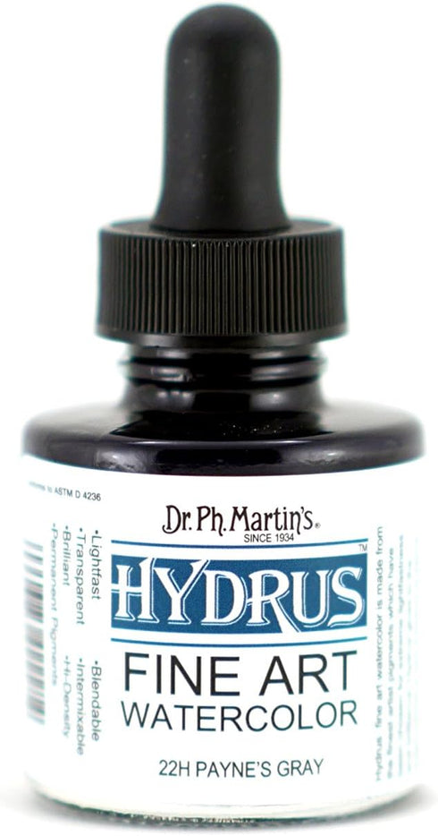 Dr. Ph. Martin's Hydrus Fine Art Watercolor (22H) Watercolor Bottle, 1.0 oz, Payne's Gray, 1 Bottle...