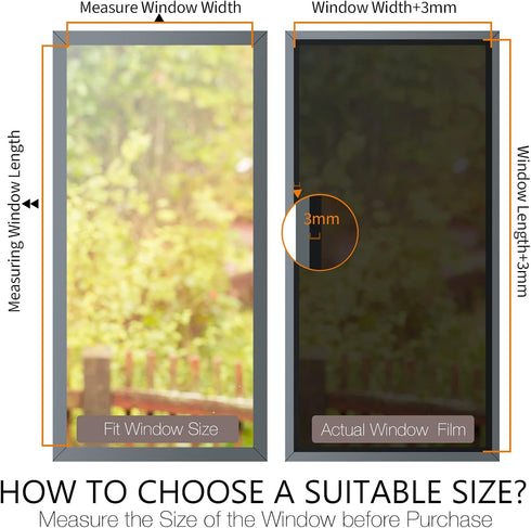 STATINT Privacy Window Film One Way Mirror Glass Tint Heat Control Sun UV Blocking Sliding Door Tinting Reflective Static Cling for Home, Black-Si...