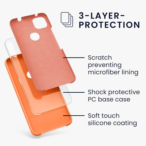 kwmobile Case Compatible with Google Pixel 4a Case - TPU Silicone Phone Cover with Soft Finish - Fruity Orange...