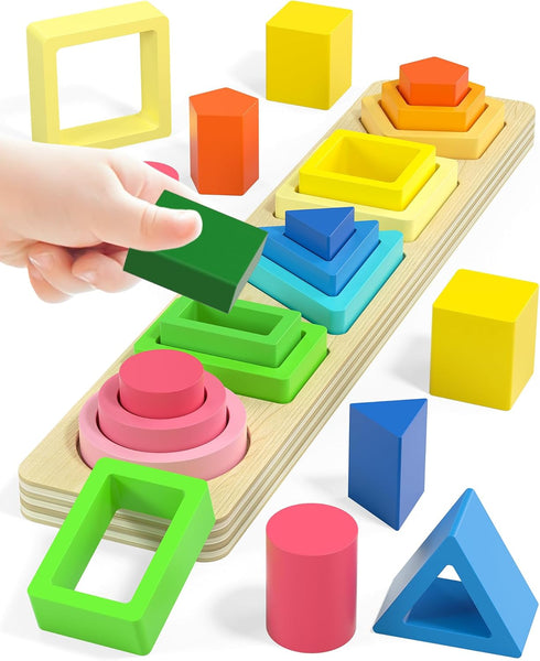 Montessori Toys for 1 2 Year Old Boys Girls, Shape Sorter Wooden Toys for Toddlers 1-3, Toddler Toys age 1-2, 1 2 Year Old Boy Girl Birthday Gifts...
