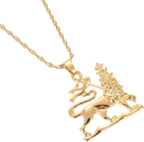 African Ethiopian Lion Pendant Necklace Lion of Judah Jewelry Charms Ethnic Gifts...