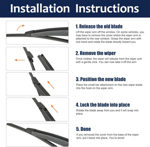X AUTOHAUX Rear Windshield Wiper Blade Replacement for Volkswagen Golf 2010-2014 for Volkswagen Jetta 2009-2014 for Volkswagen Rabbit 2006-2009...