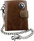 Men's Genuine Leather Biker Star Zipper Card/Money Chain wallet Purse...