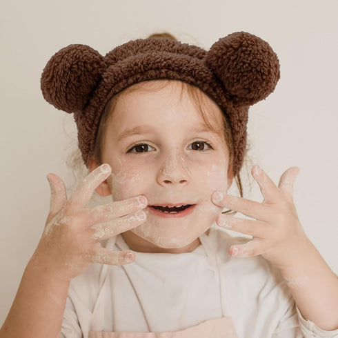 YISSION 2PCS Bear Ears Spa Headband No Slip Head Band for Face Wash Makeup Skincare Facial Headband Elastic Hair Band Carol Fleece Headbands for W...