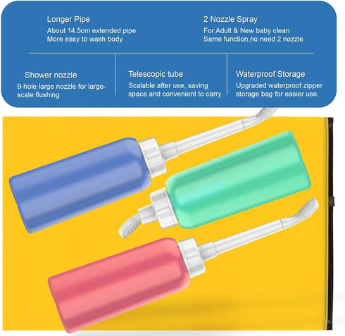 2Pcs-Pack Pink+Green 17oz Peri Bottle for Postpartum & Perineal Care,500ml Portable Travel Bidet for Personal Hygiene Cleaning...