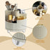 360°Rotating Makeup Organiser Brush Holder, Milky White Cosmetic Organisers with 5 Compartments, Multifunctional Skincare Storage Perfume Jeweller...