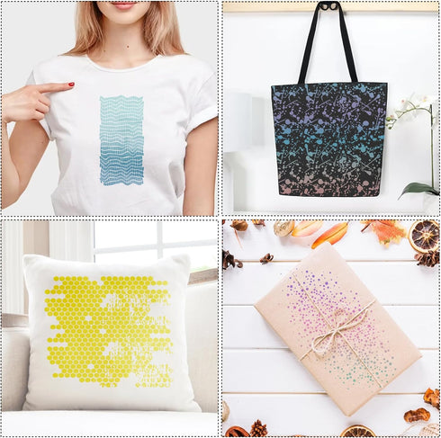 16 Pieces Stencils for Painting, Abstract Texture Stencils Crafts Reusable Layering Stencil Brick Shoe Pattern Templates for Drawing Card Making C...